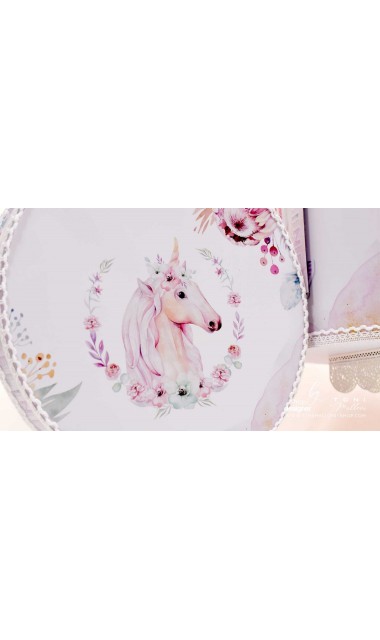 Trusou de botez cu unicorni si flori exotice si iarba pampass Unicorni si primavara 11